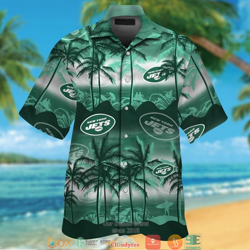 New York Jets Coconut Island Ocean Waves Hawaiian Shirt New York Jets Coconut Island Ocean Waves Hawaiian Shirt