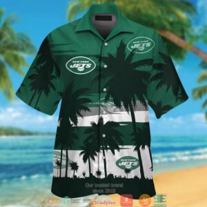 New York Jets Dark Green Coconut Island Hawaiian Shirt