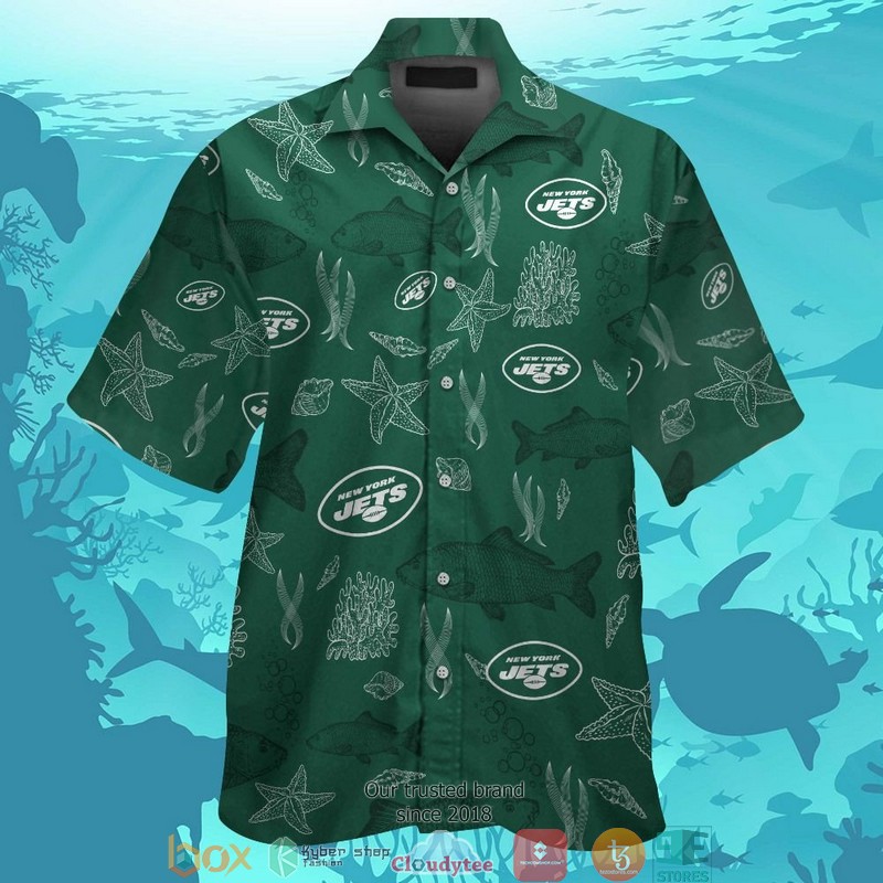 New York Jets Fish Ocean Pattern Hawaiian Shirt New York Jets Fish Ocean Pattern Hawaiian Shirt