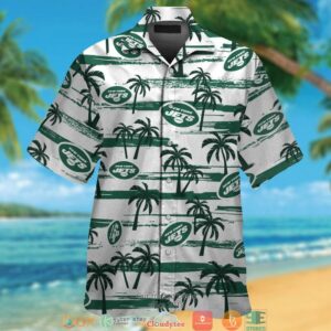 New York Jets Green Coconut White Hawaiian Shirt