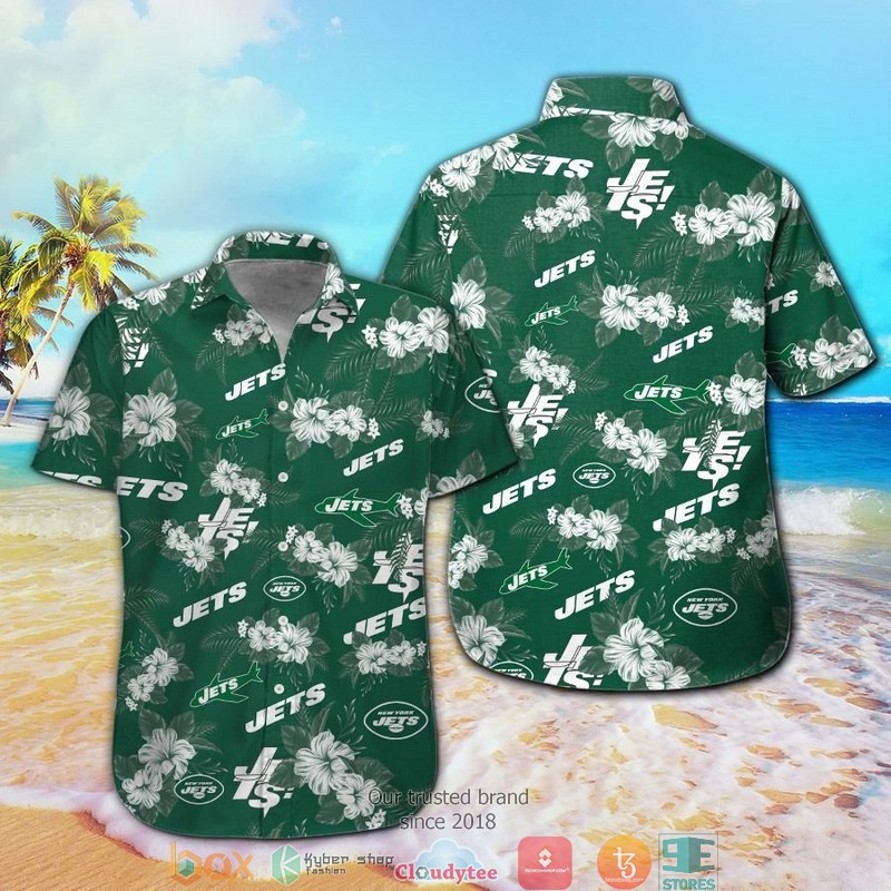 New York Jets Hibiscus Flowers Hawaiian Shirt New York Jets Hibiscus Flowers Hawaiian Shirt
