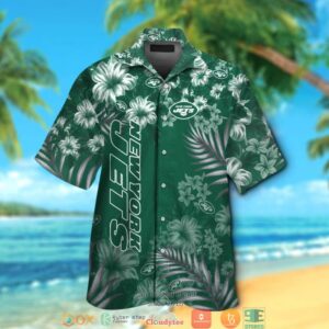 New York Jets Hibiscus Leaf Hawaiian Shirt