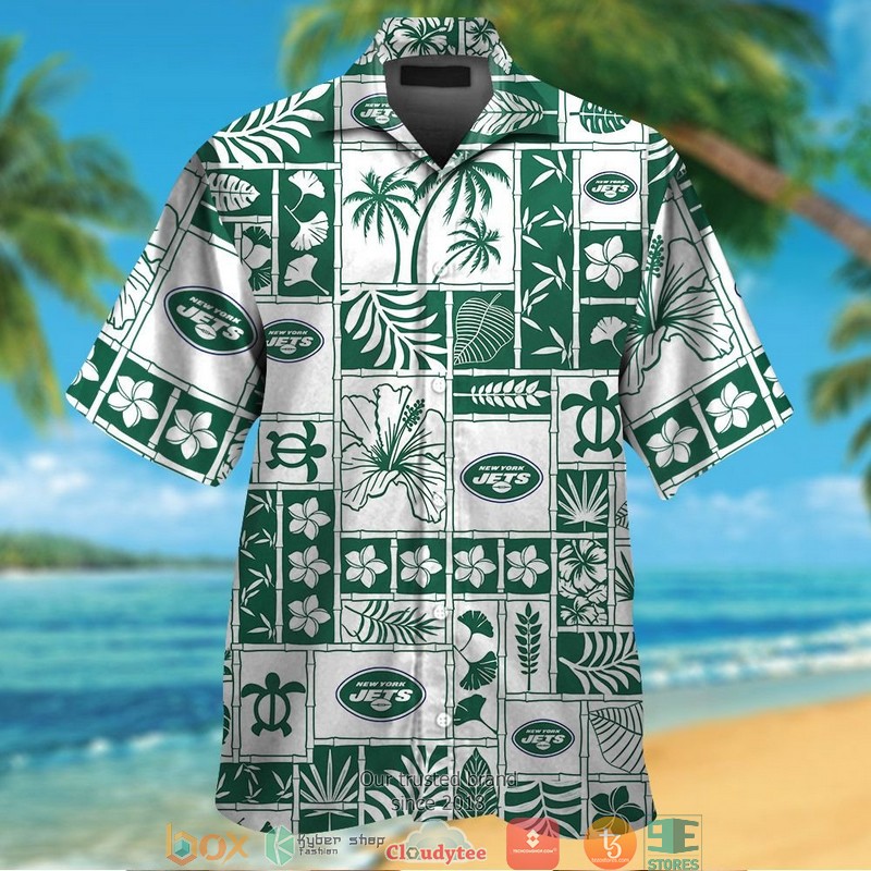 New York Jets Hibiscus Leaf Ocean Pattern Hawaiian Shirt New York Jets Hibiscus Leaf Ocean Pattern Hawaiian Shirt