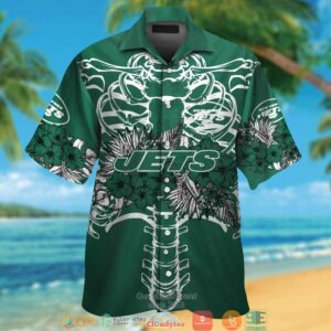 New York Jets Backbone Hibiscus Hawaiian Shirt