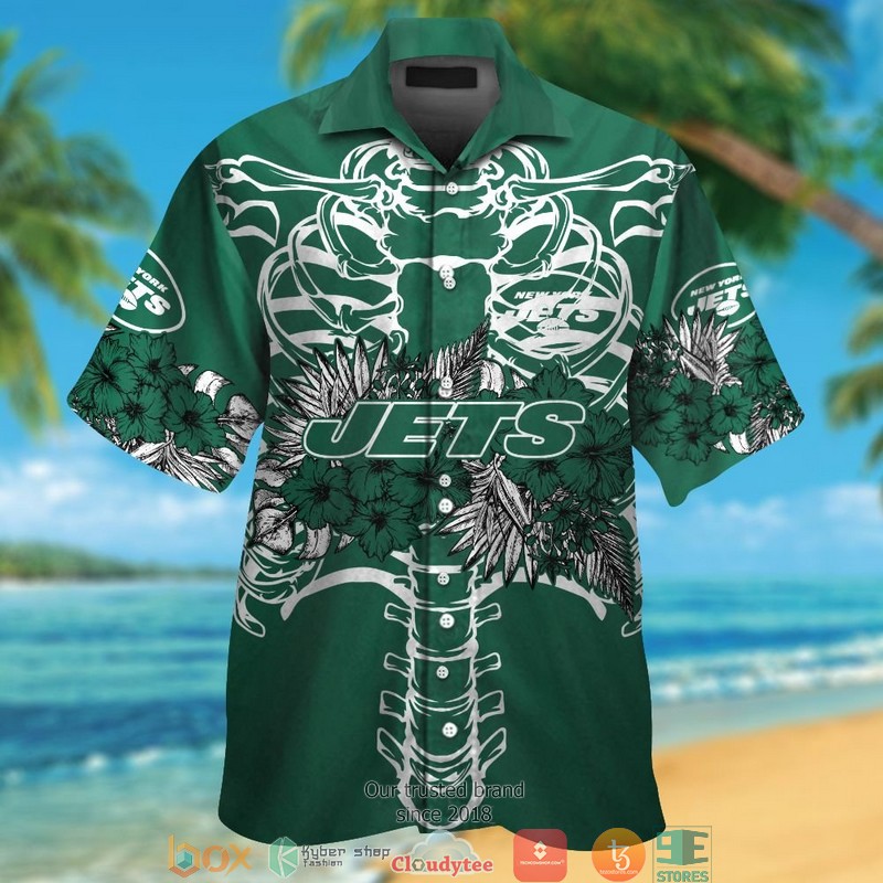 New York Jets Backbone Hibiscus Hawaiian Shirt New York Jets Backbone Hibiscus Hawaiian Shirt