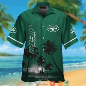 New York Jets Coconut Island Night Moon Hawaiian Shirt