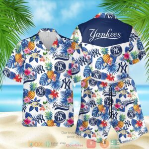 New York Yankees Mlb Pineapple White Blue Hawaiian Shirt