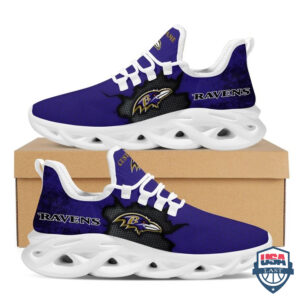 Nfl Baltimore Ravens Cracked Design Custom Name Max Soul Shoes 24