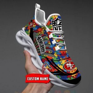 Nfl San Francisco 49Ers-Autism Personalized Clunky Max Soul Shoes