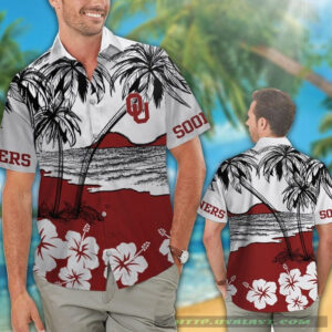 Oklahoma Sooners Hibiscus Hawaiian Shirt Beach Short