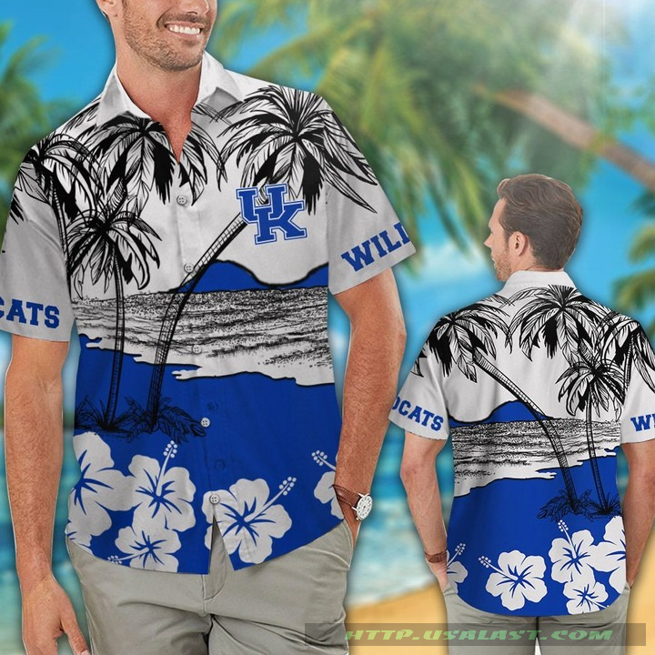 Kentucky Wildcats Hibiscus Hawaiian Shirt Beach Short Kentucky Wildcats Hibiscus Hawaiian Shirt Beach Short