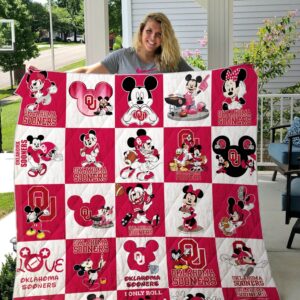Oklahoma Sooner Mickey Quilt Blanket Quilt Blanket  Perfect Gifts For Mickey Lover