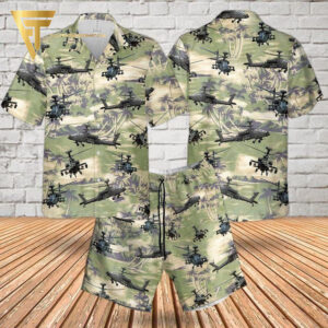 Olive Palm Pattern Us Air Force Army Helicopter All Over Print Hawaiian Shirts And Beach Shorts