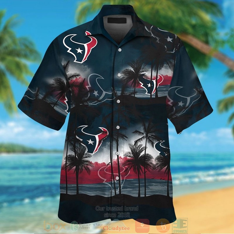 Palm Tree Houston Texans Deep Steel Blue Hawaii Shirt Palm Tree Houston Texans Deep Steel Blue Hawaii Shirt