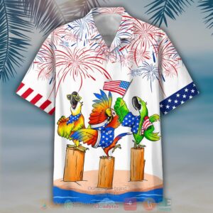 Parrot Independence Day Is Coming White Hawaiian Shirt