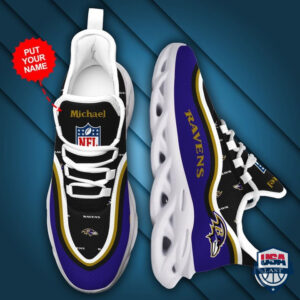 Personalized Baltimore Ravens Custom Name Max Soul Sneakers 32