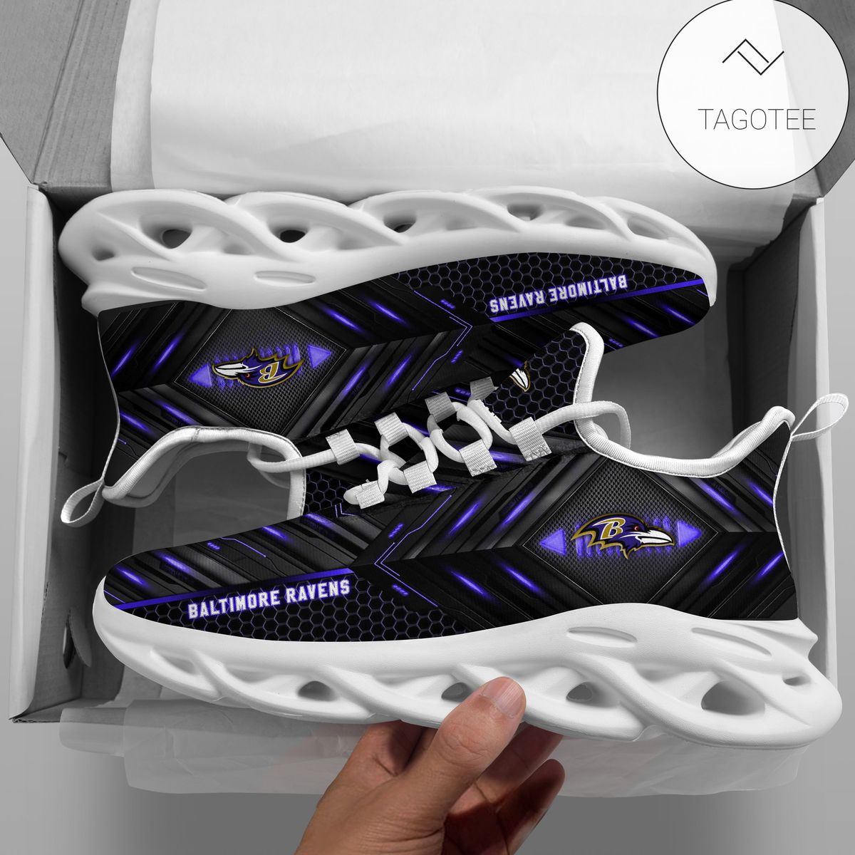 Personalized Baltimore Ravens Football Team Clunky Sneakers Max Soul Shoes Personalized Baltimore Ravens Football Team Clunky Sneakers Max Soul Shoes