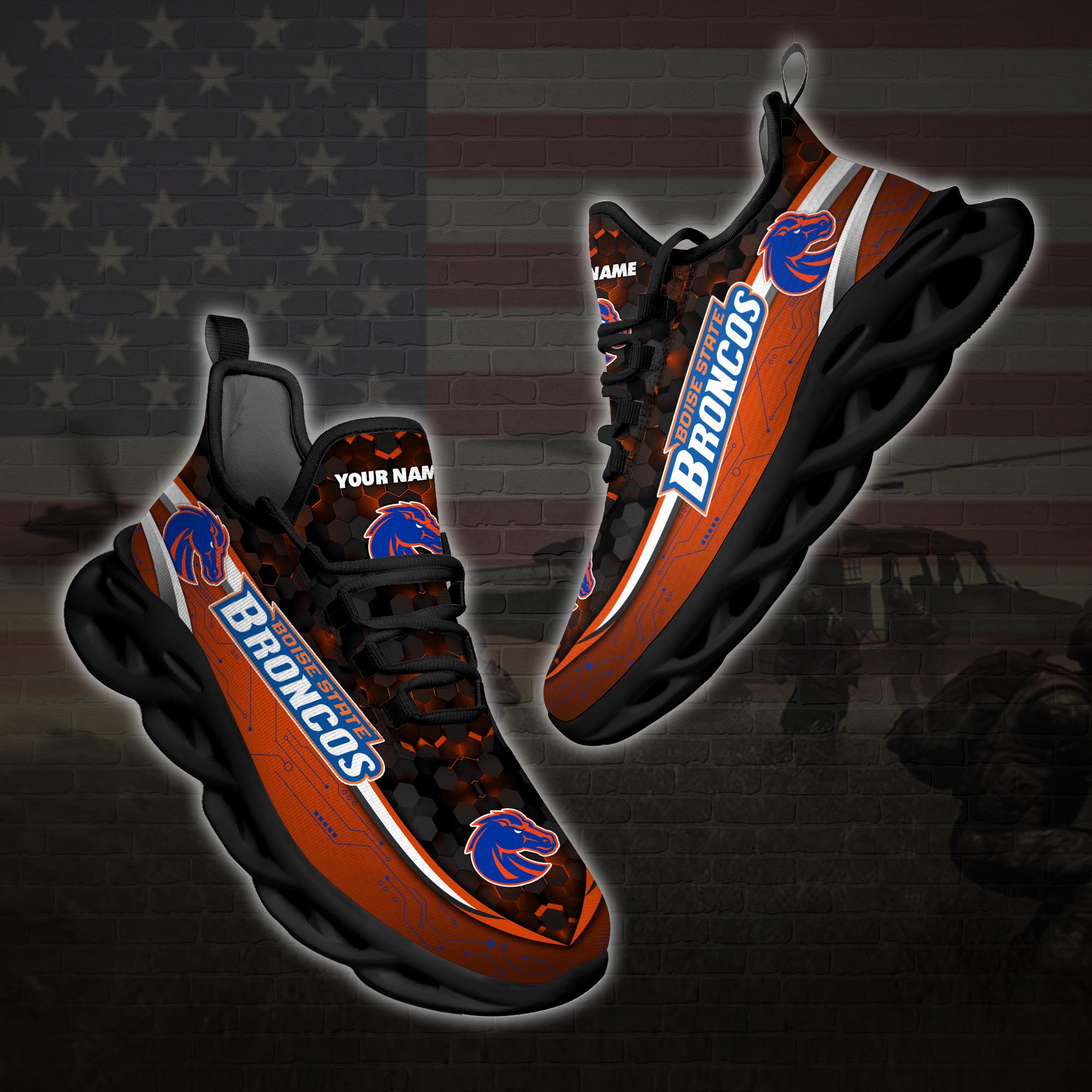Personalized Boise State Broncos Football Team Clunky Max Soul Shoes Personalized Boise State Broncos Football Team Clunky Max Soul Shoes