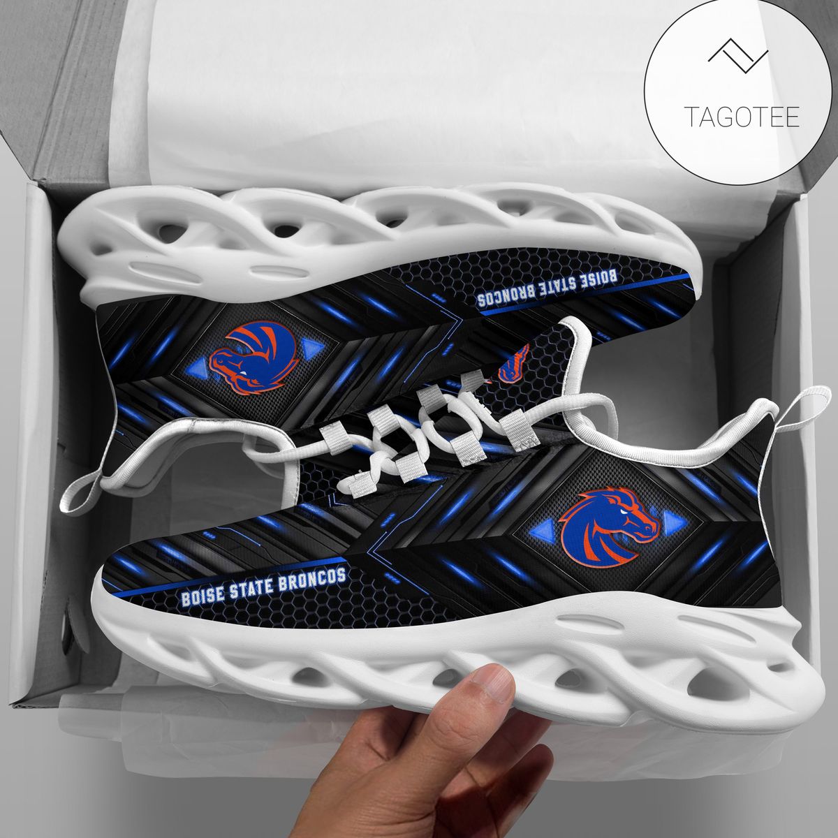 Personalized Boise State Broncos Football Team Clunky Sneakers Max Soul Shoes Personalized Boise State Broncos Football Team Clunky Sneakers Max Soul Shoes