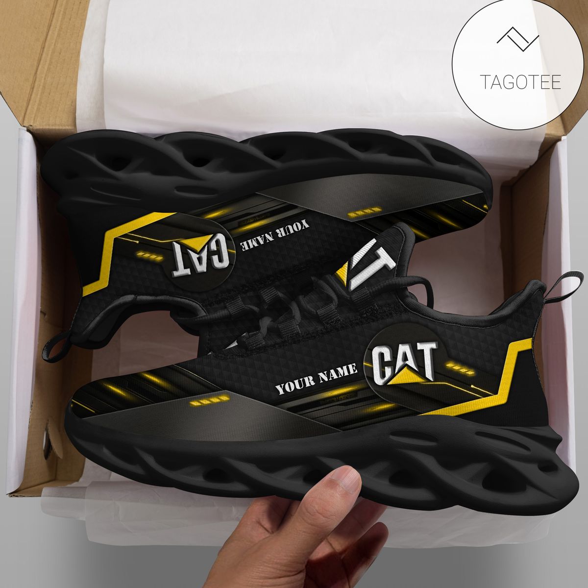 Personalized Caterpillar Tractor Shoes Custom Black Clunky Sneakers Max Soul Shoes Personalized Caterpillar Tractor Shoes Custom Black Clunky Sneakers Max Soul Shoes