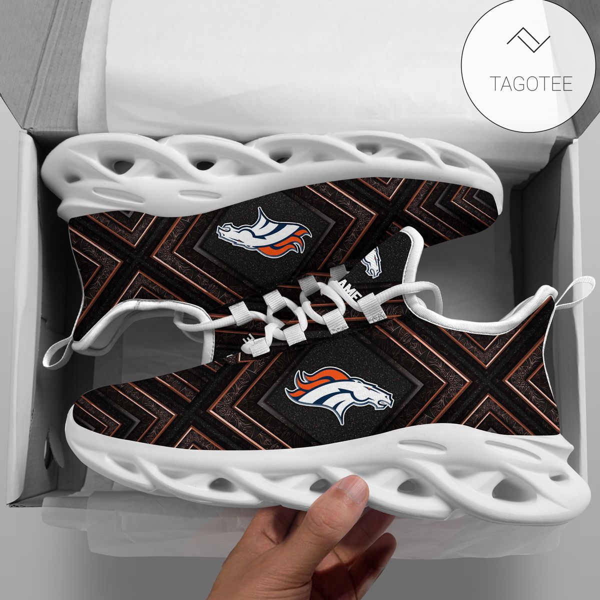 Personalized Denver Broncos Clunky Sneakers Max Soul Shoes Personalized Denver Broncos Clunky Sneakers Max Soul Shoes