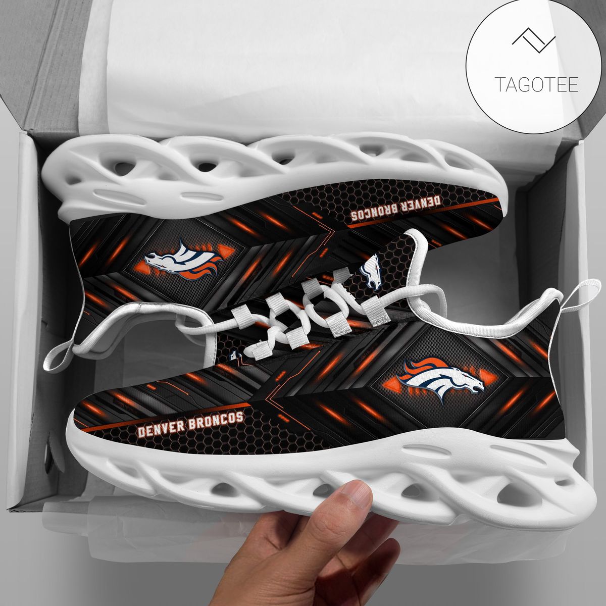 Personalized Denver Broncos Football Team Clunky Sneakers Max Soul Shoes Personalized Denver Broncos Football Team Clunky Sneakers Max Soul Shoes