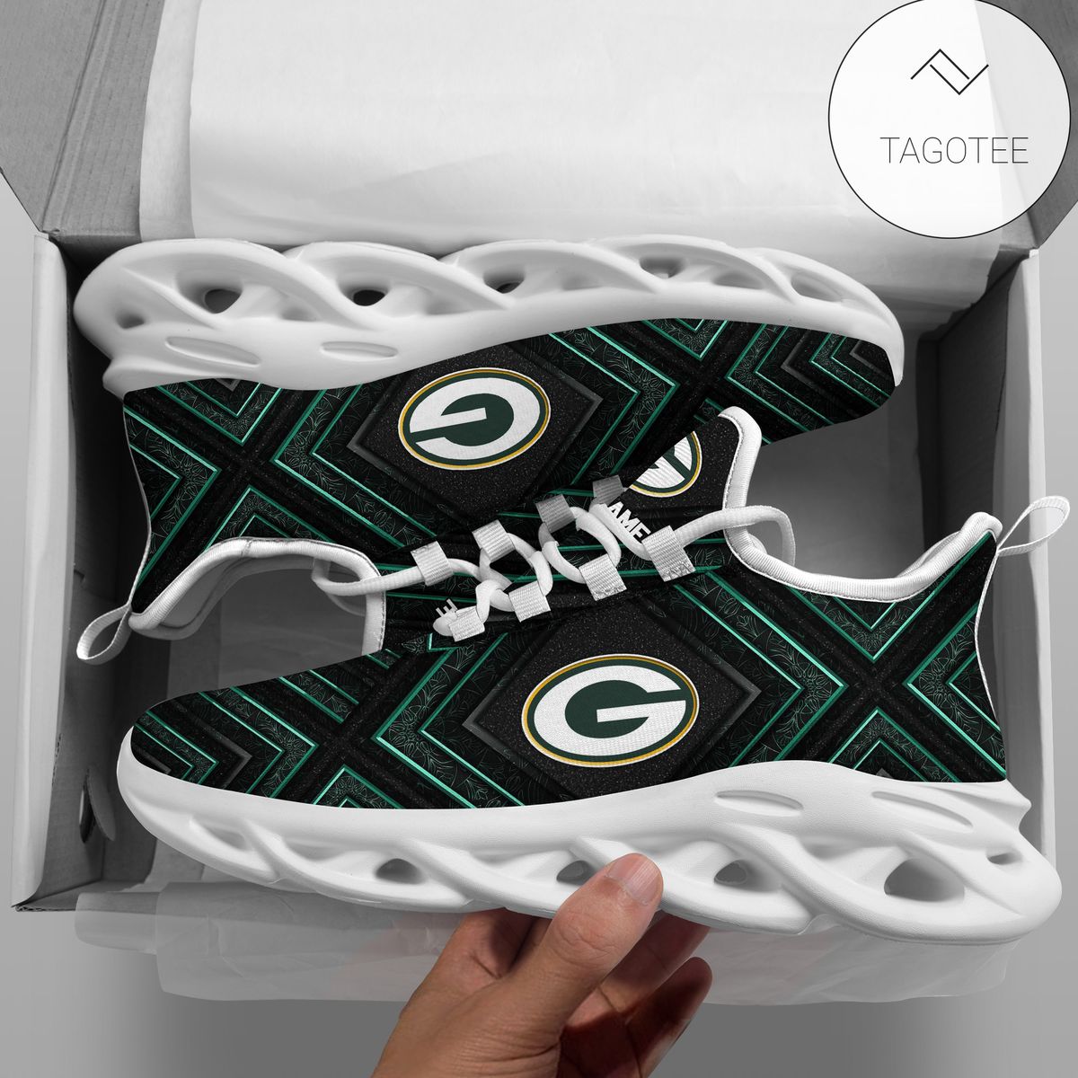 Personalized Green Bay Packers Clunky Sneakers Max Soul Shoes Personalized Green Bay Packers Clunky Sneakers Max Soul Shoes