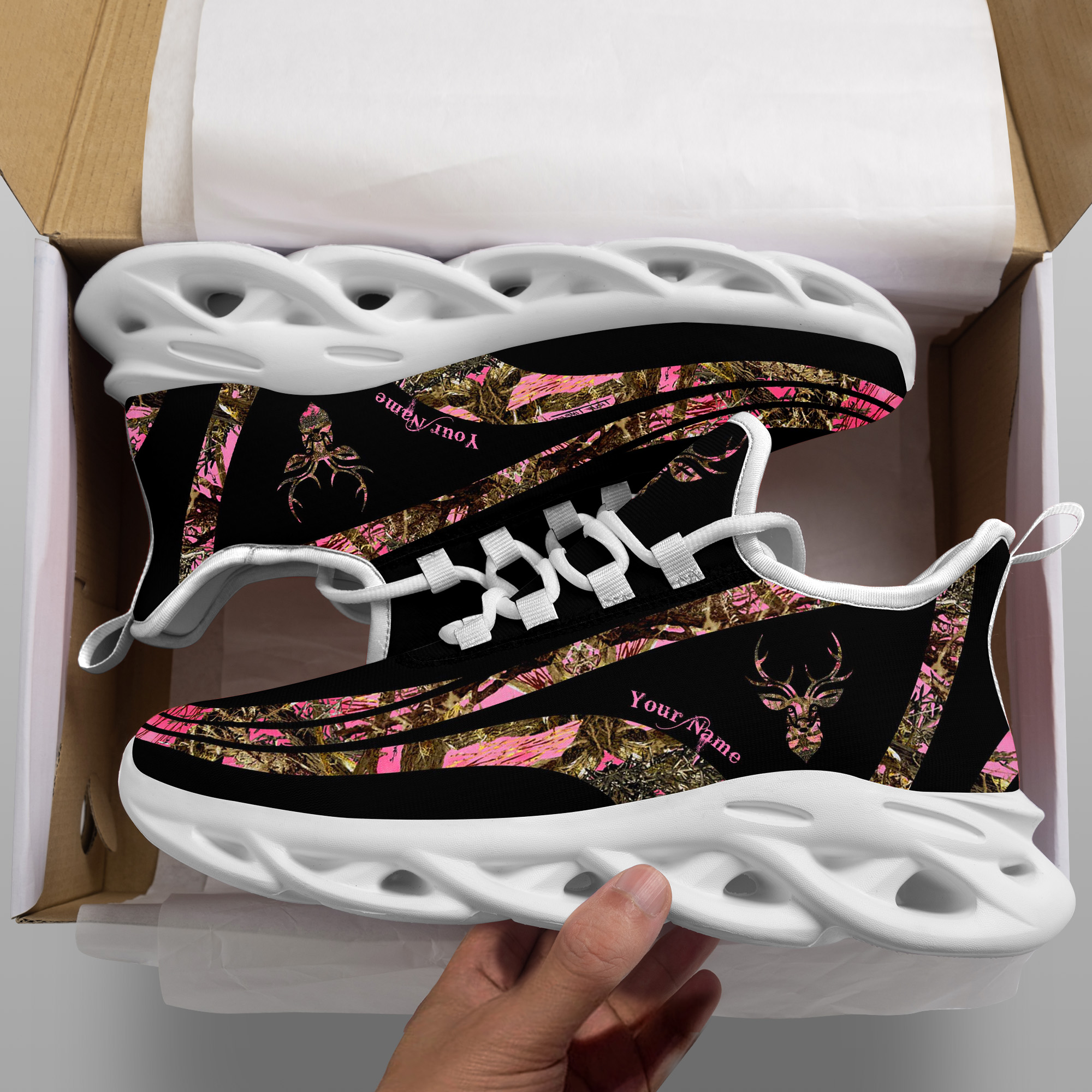 Personalized Hunting Pink Camo Clunky Max Soul Shoes Personalized Hunting Pink Camo Clunky Max Soul Shoes