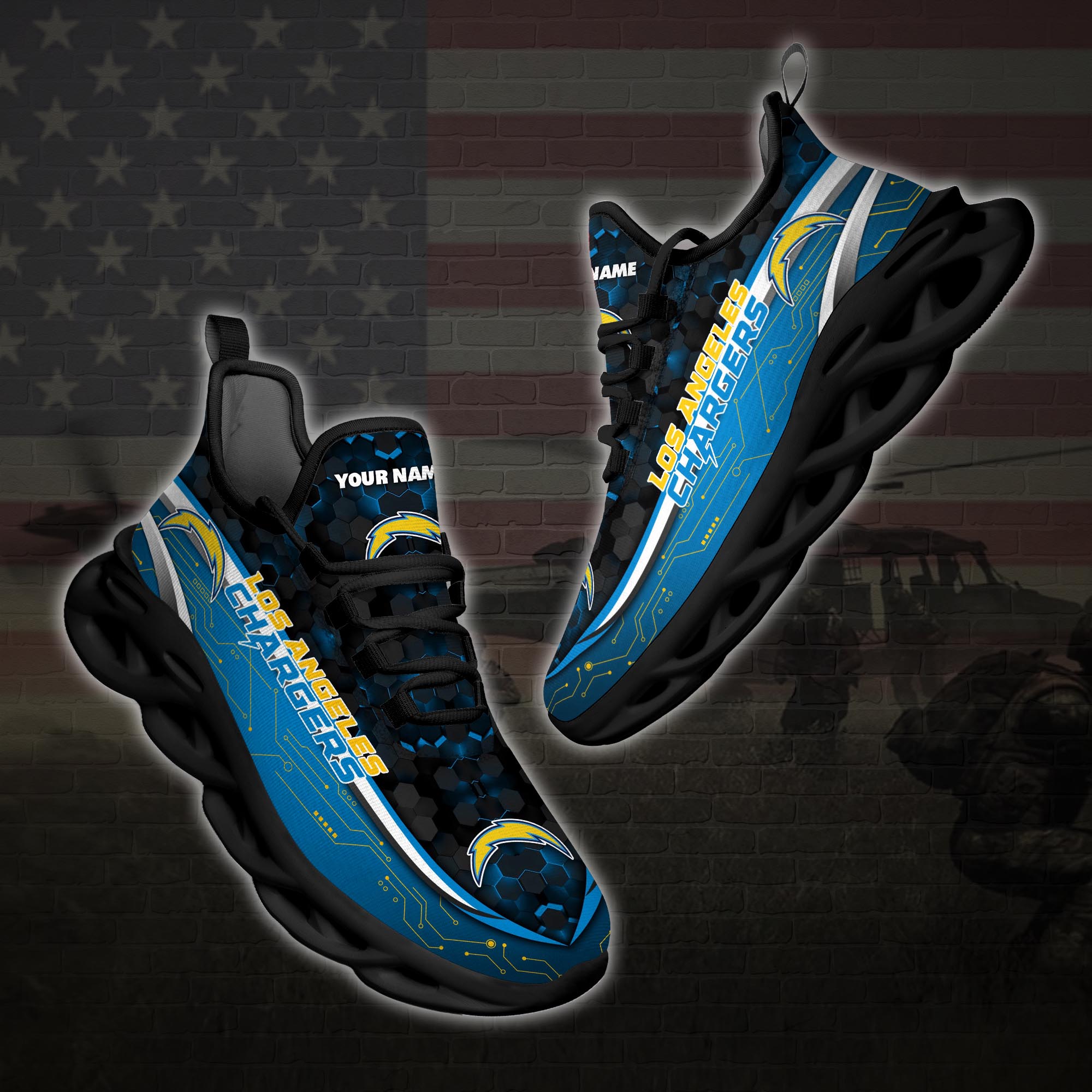 Personalized Los Angeles Chargers Football Team Max Soul Clunky Sneaker Personalized Los Angeles Chargers Football Team Max Soul Clunky Sneaker