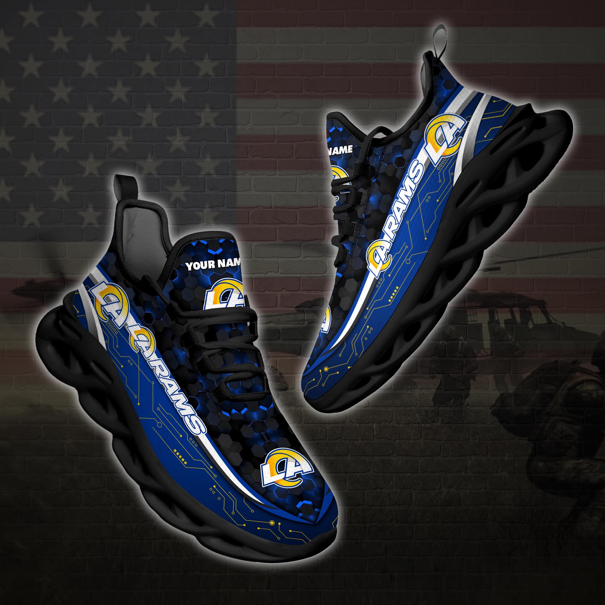 Personalized Los Angeles Rams Football Team Max Soul Clunky Sneaker Personalized Los Angeles Rams Football Team Max Soul Clunky Sneaker