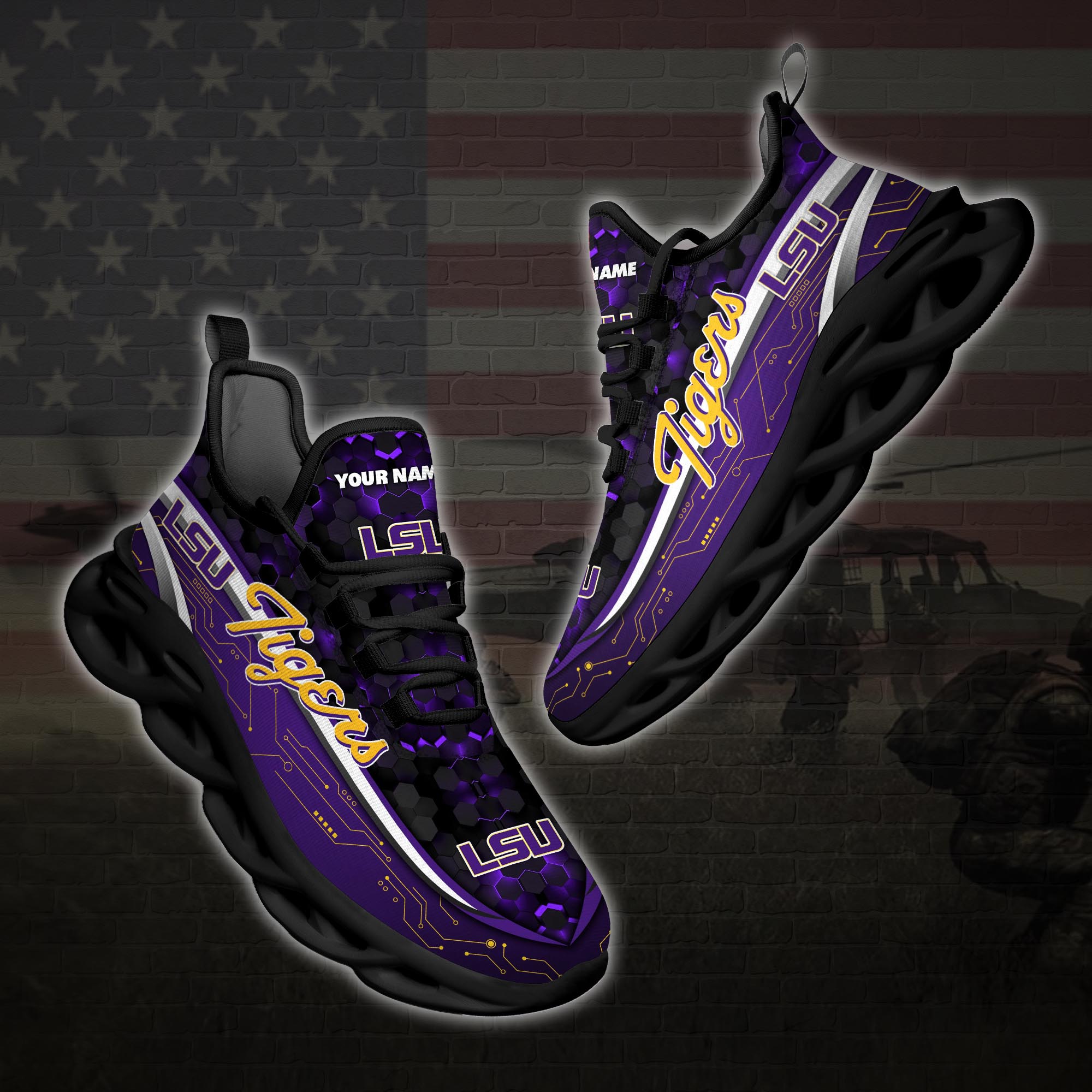 Personalized Lsu Tigers Football Team Clunky Max Soul Shoes Personalized Lsu Tigers Football Team Clunky Max Soul Shoes
