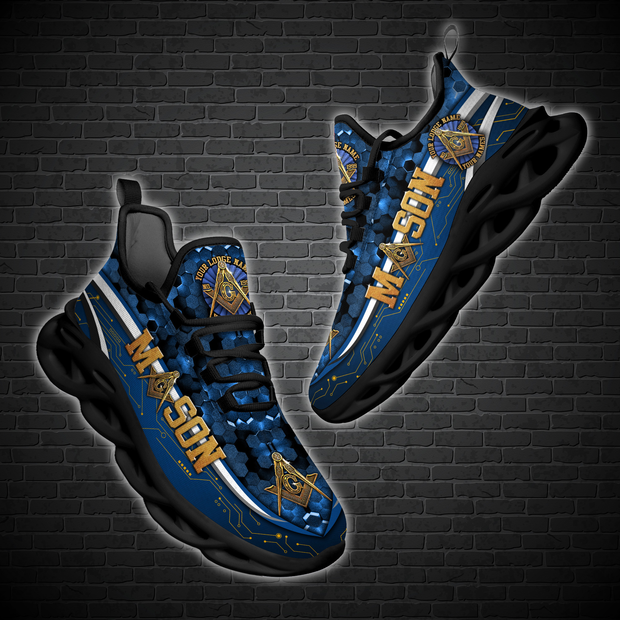 Personalized Masonic Mason Custom Clunky Max Soul Shoes Personalized Masonic Mason Custom Clunky Max Soul Shoes