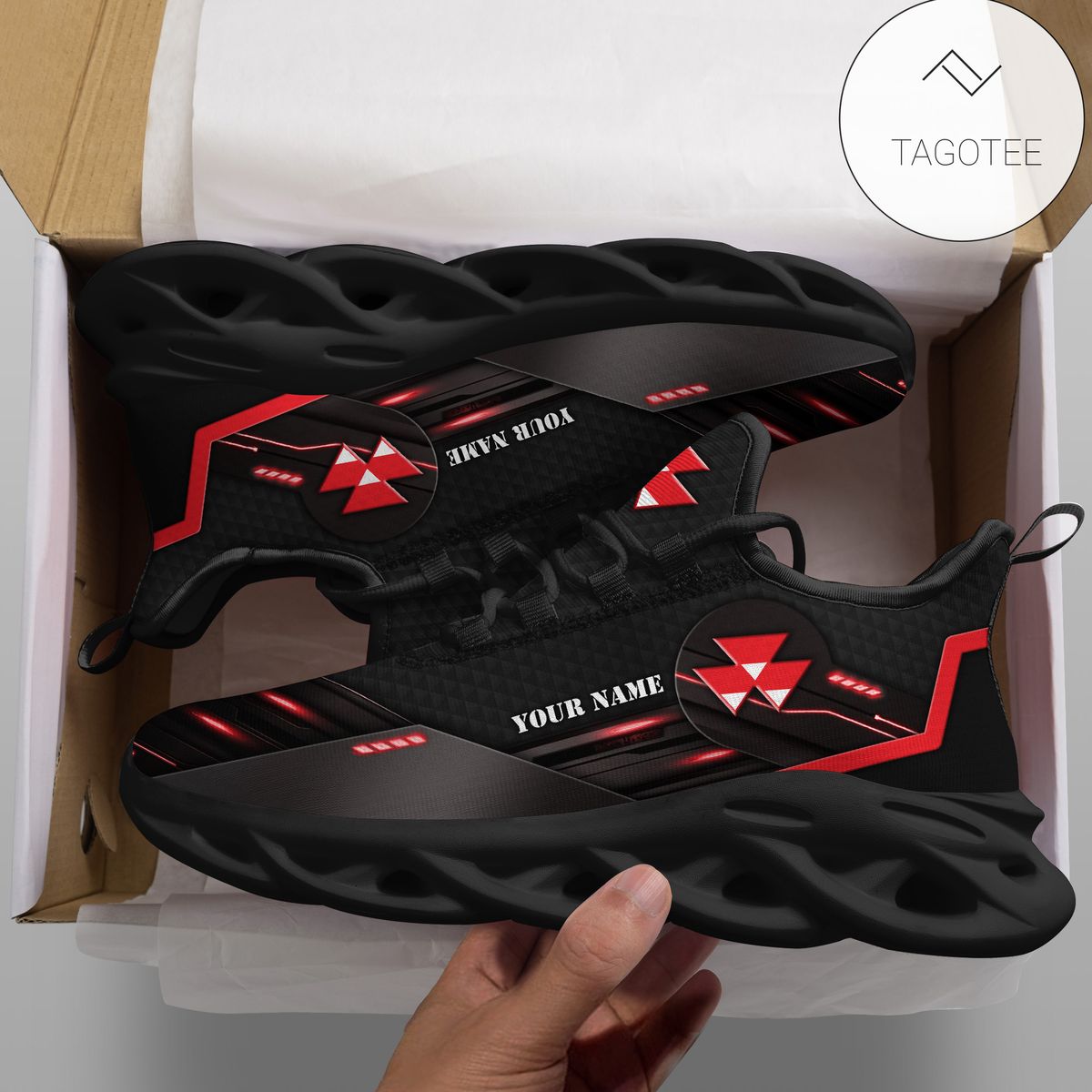 Personalized Massey Ferguson Tractor Shoes Custom Black Clunky Sneakers Max Soul Shoes Personalized Massey Ferguson Tractor Shoes Custom Black Clunky Sneakers Max Soul Shoes