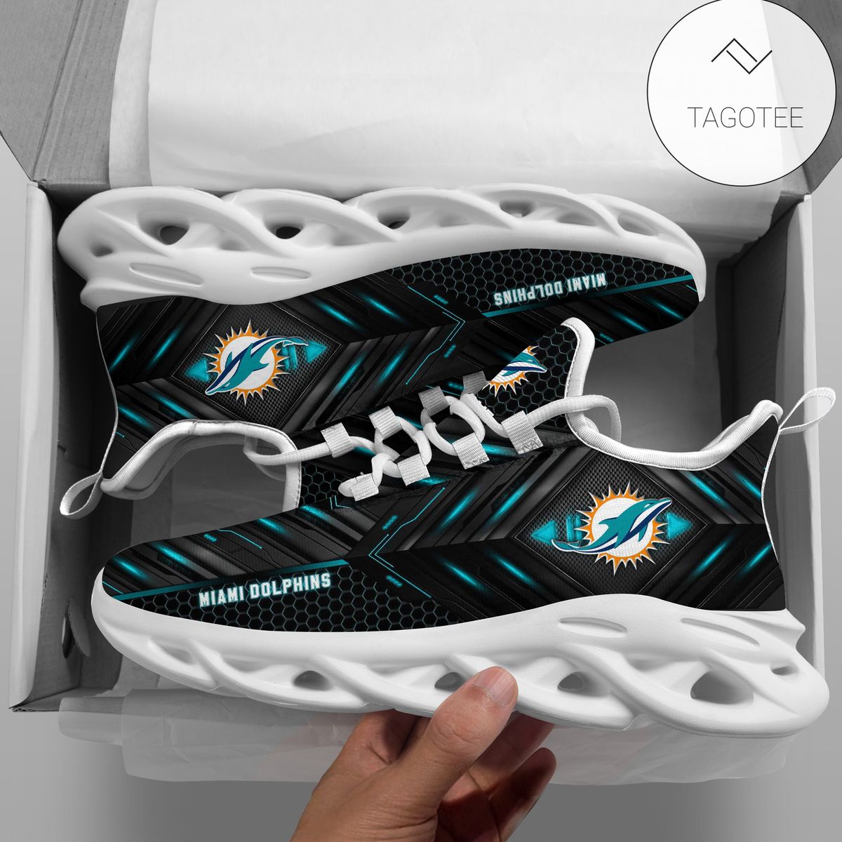 Personalized Miami Dolphins Football Team Clunky Sneakers Max Soul Shoes Personalized Miami Dolphins Football Team Clunky Sneakers Max Soul Shoes