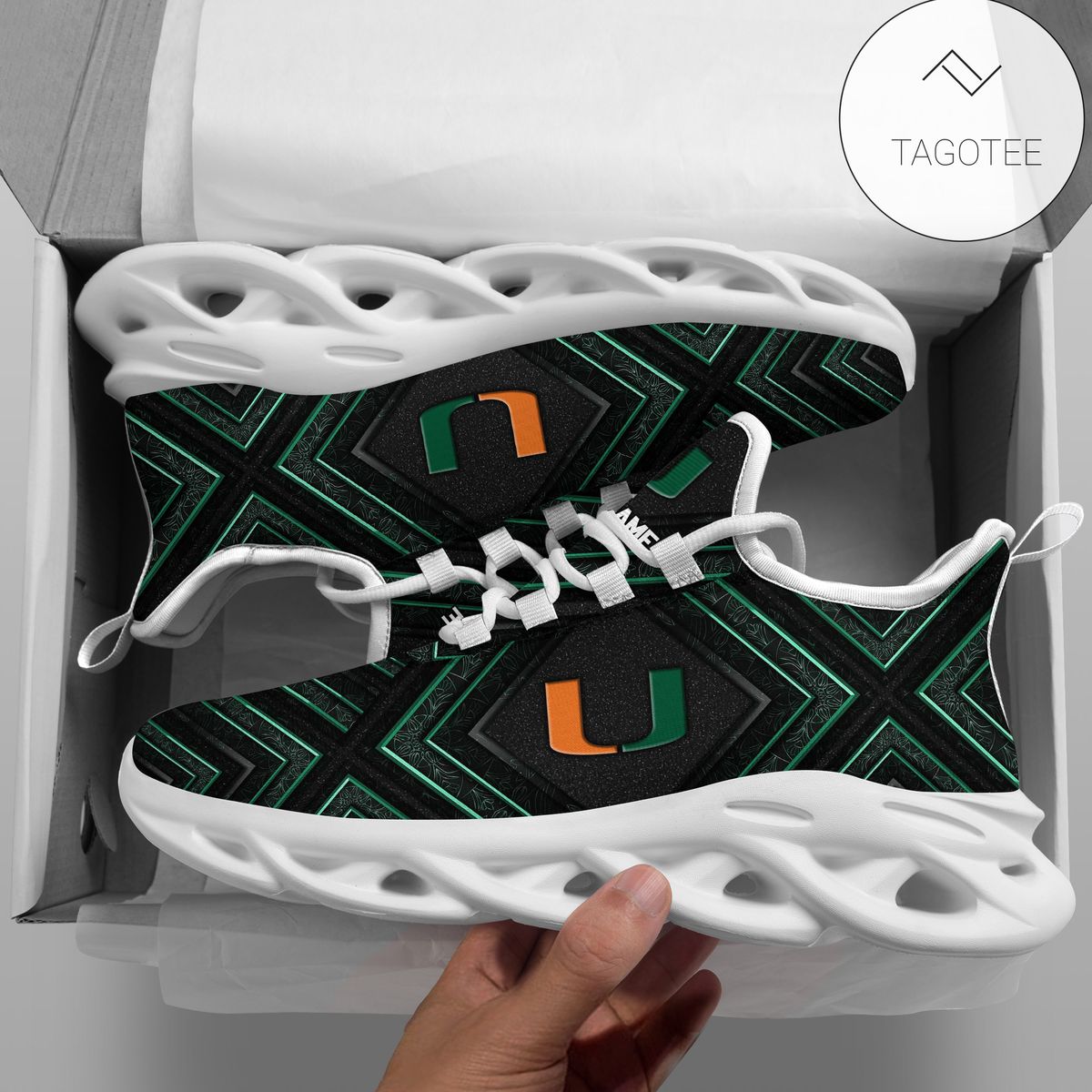 Personalized Miami Hurricanes Clunky Sneakers Max Soul Shoes Personalized Miami Hurricanes Clunky Sneakers Max Soul Shoes