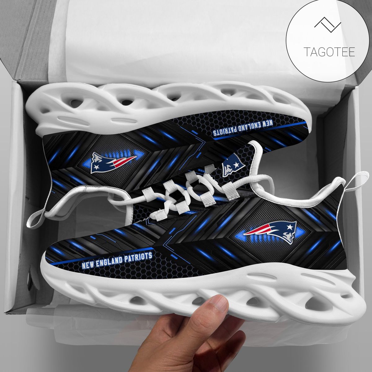 Personalized New England Patriots Football Team Clunky Sneakers Max Soul Shoes Personalized New England Patriots Football Team Clunky Sneakers Max Soul Shoes