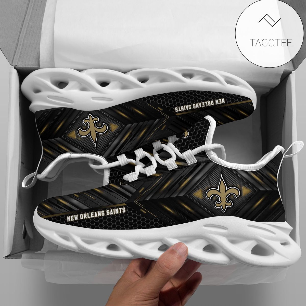 Personalized New Orleans Saints Football Team Clunky Sneakers Max Soul Shoes Personalized New Orleans Saints Football Team Clunky Sneakers Max Soul Shoes