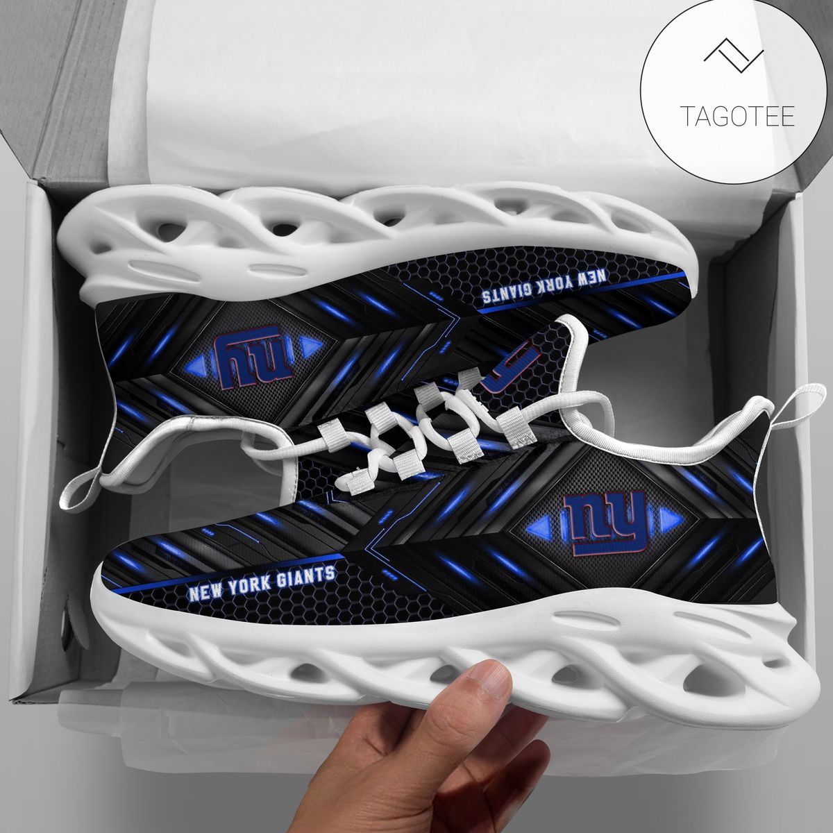 Personalized New York Giants Football Team Clunky Sneakers Max Soul Shoes Personalized New York Giants Football Team Clunky Sneakers Max Soul Shoes