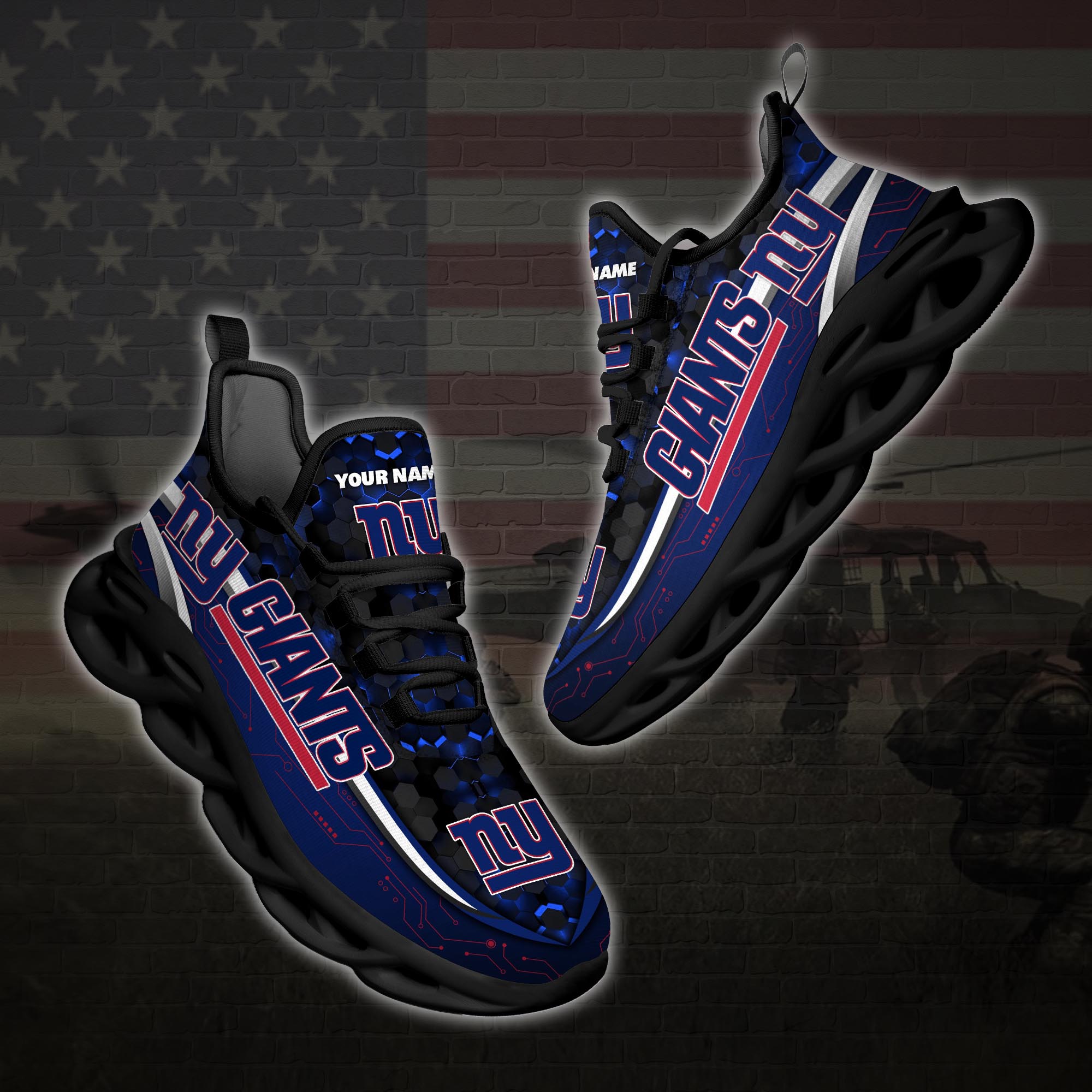 Personalized New York Giants Football Team Max Soul Clunky Sneaker Personalized New York Giants Football Team Max Soul Clunky Sneaker