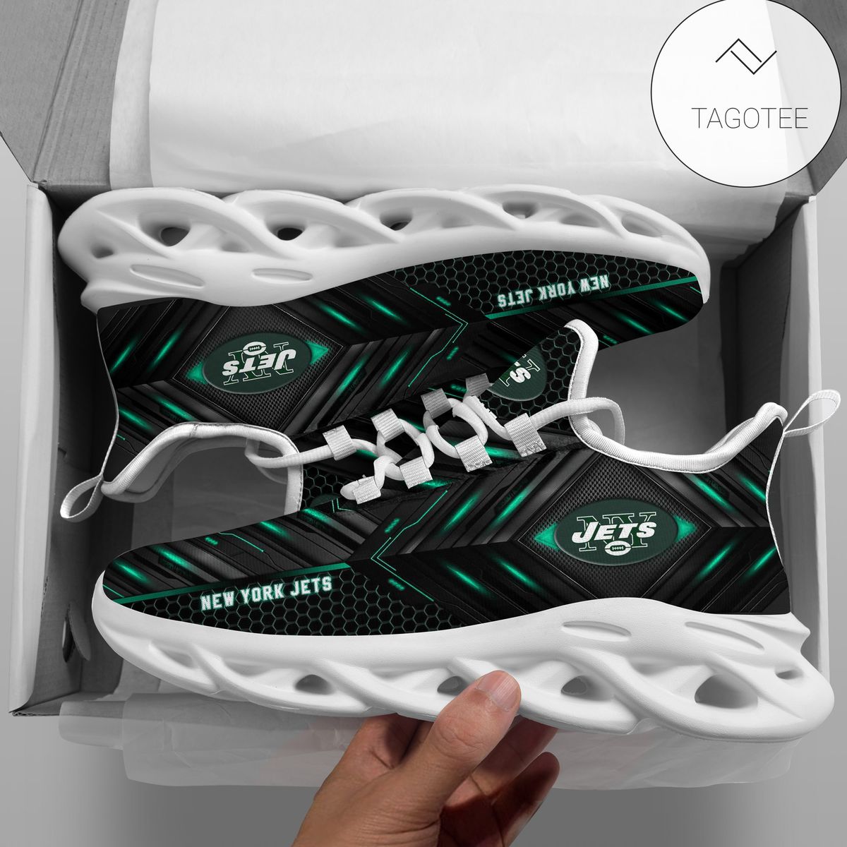 Personalized New York Jets Football Team Clunky Sneakers Max Soul Shoes Personalized New York Jets Football Team Clunky Sneakers Max Soul Shoes
