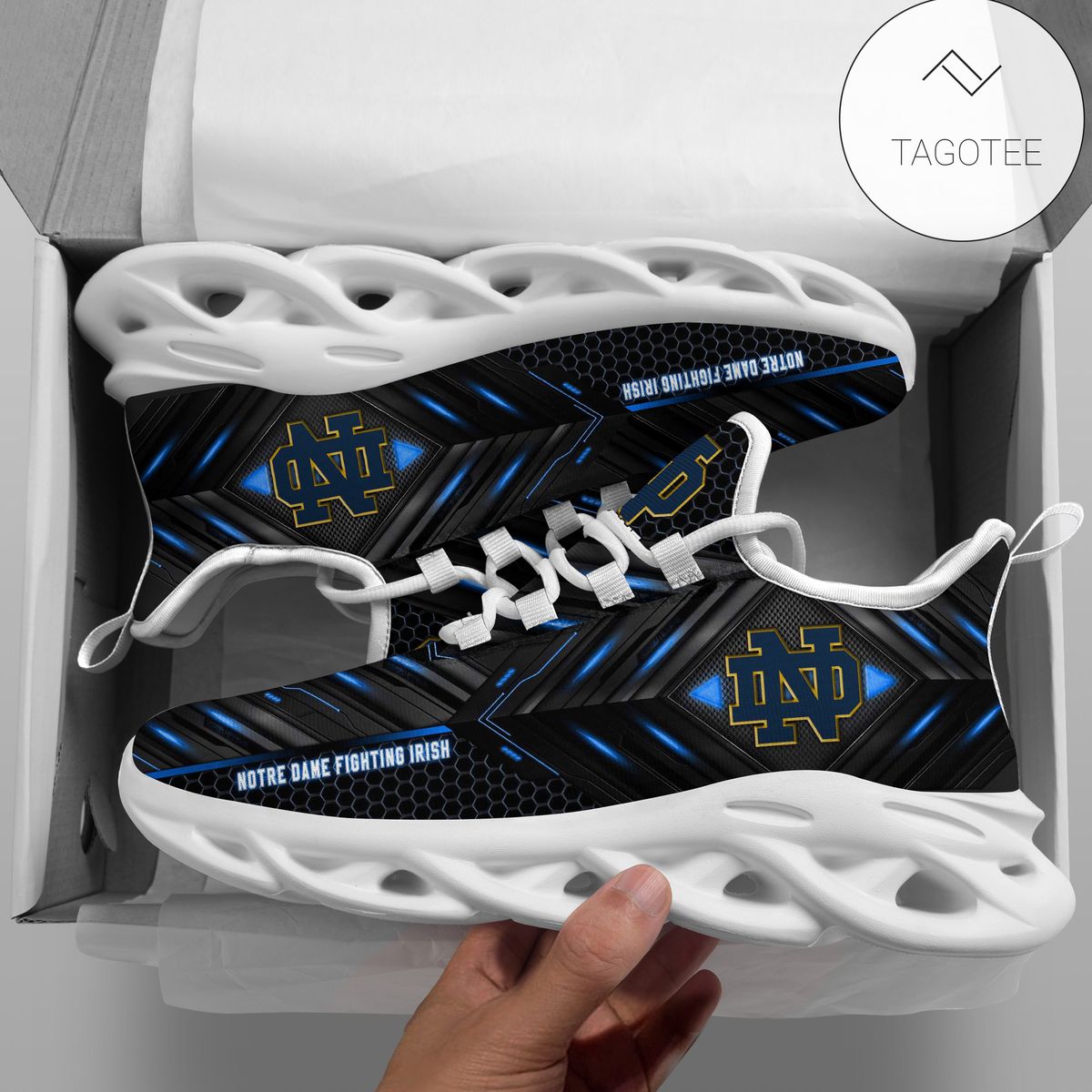 Personalized Notre Dame Fighting Irish Football Team Clunky Sneakers Max Soul Shoes Personalized Notre Dame Fighting Irish Football Team Clunky Sneakers Max Soul Shoes