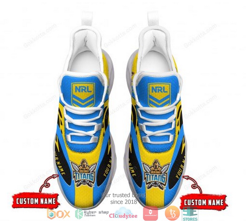 Personalized Nrl Gold Coast Titans Blue Max Soul Sneakers Personalized Nrl Gold Coast Titans Blue Max Soul Sneakers