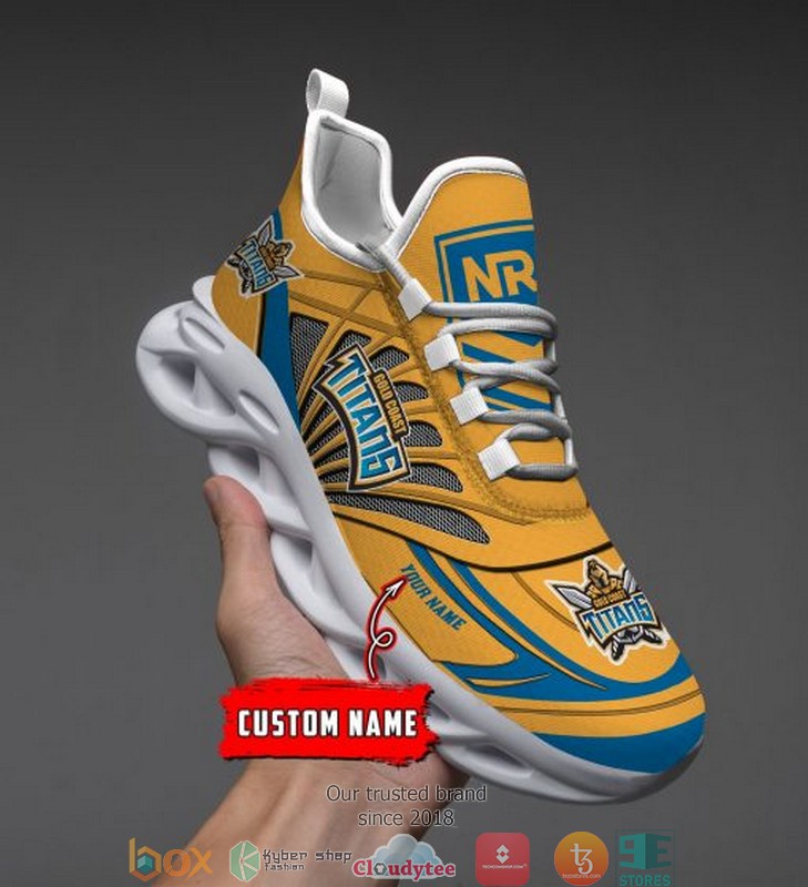 Personalized Nrl Gold Coast Titans Max Soul Sneakers Personalized Nrl Gold Coast Titans Max Soul Sneakers
