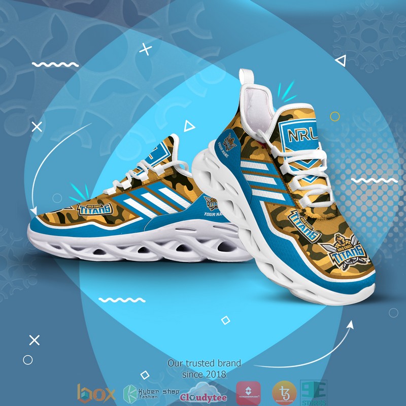 Personalized Nrl Gold Coast Titans Orange Camo Max Soul Sneakers Personalized Nrl Gold Coast Titans Orange Camo Max Soul Sneakers