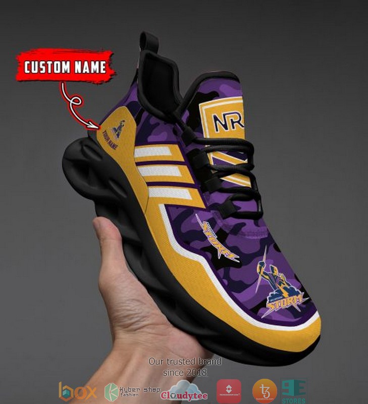 Personalized Nrl Melbourne Storm Purple Camo Max Soul Sneakers Personalized Nrl Melbourne Storm Purple Camo Max Soul Sneakers