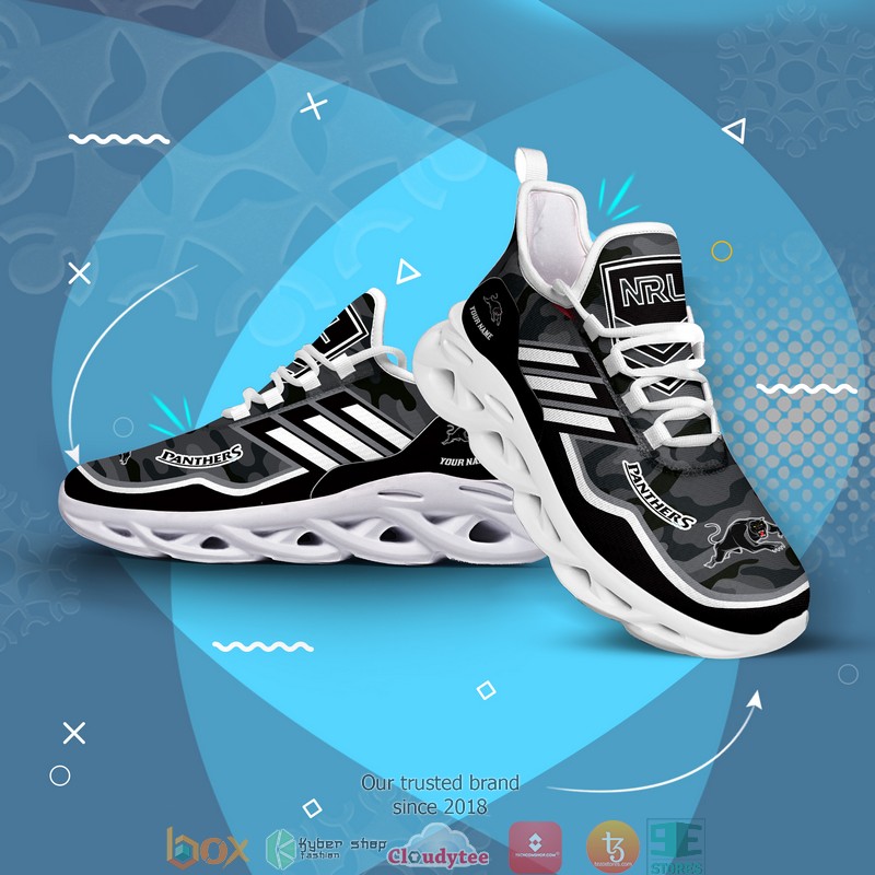 Personalized Nrl Penrith Panthers Black Camo Max Soul Sneakers Personalized Nrl Penrith Panthers Black Camo Max Soul Sneakers