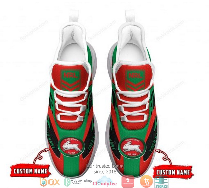 Personalized Nrl South Sydney Rabbitohs Red Green Max Soul Sneakers Personalized Nrl South Sydney Rabbitohs Red Green Max Soul Sneakers