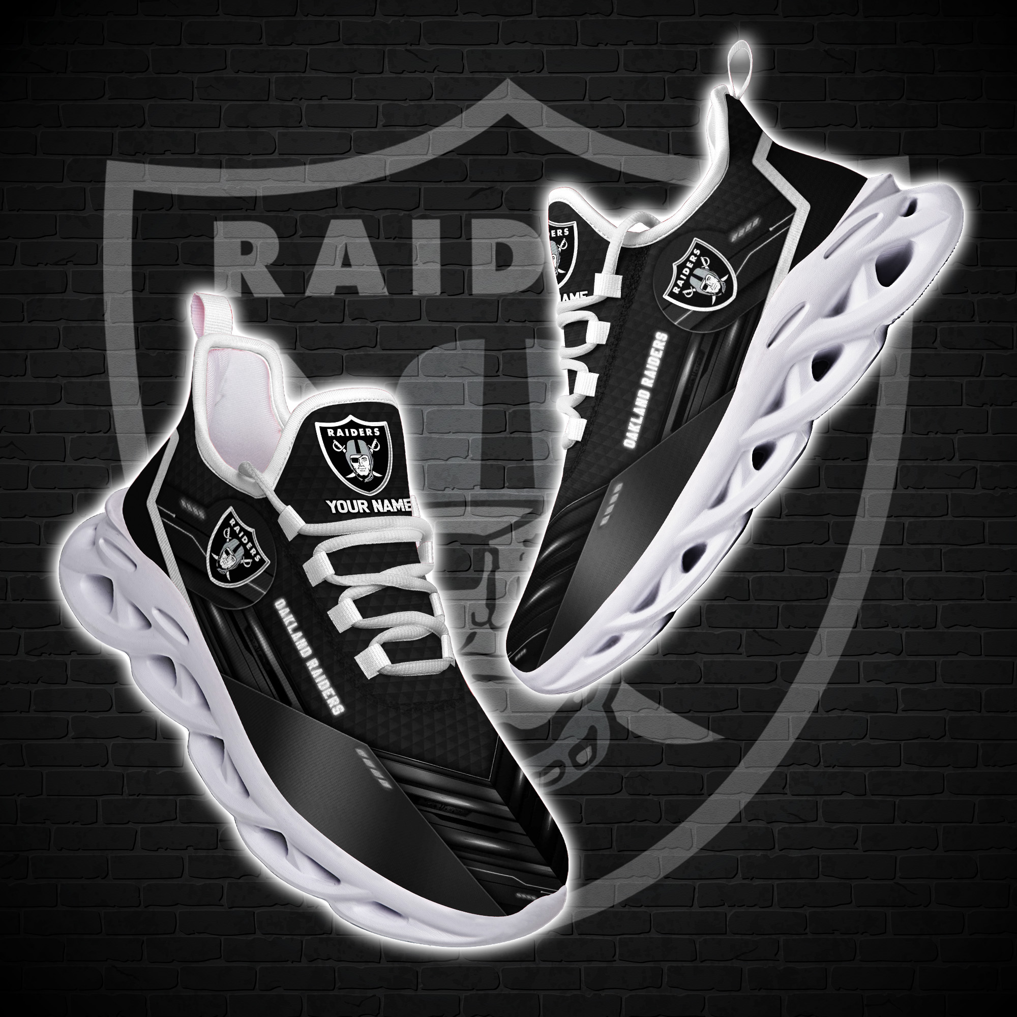 Personalized Oakland Raiders Nfl Custom Clunky Max Soul Shoes Personalized Oakland Raiders Nfl Custom Clunky Max Soul Shoes