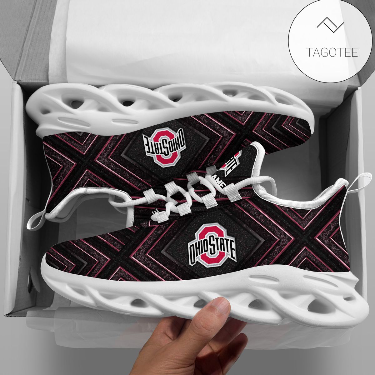 Personalized Ohio State Buckeyes Clunky Sneakers Max Soul Shoes Personalized Ohio State Buckeyes Clunky Sneakers Max Soul Shoes