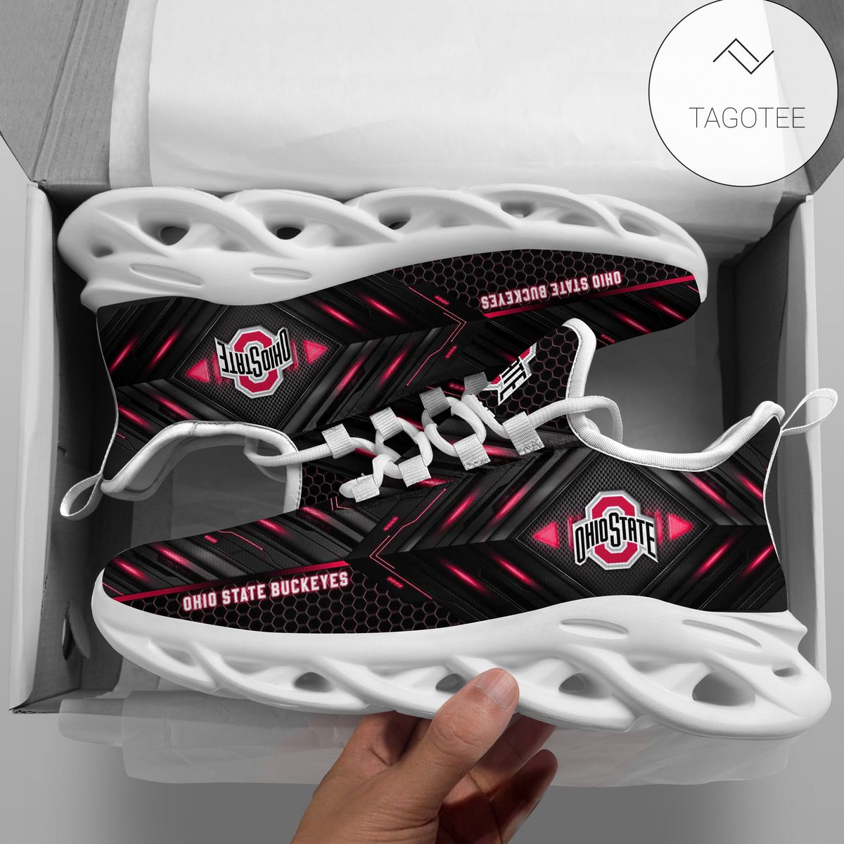 Personalized Ohio State Buckeyes Football Team Clunky Sneakers Max Soul Shoes Personalized Ohio State Buckeyes Football Team Clunky Sneakers Max Soul Shoes